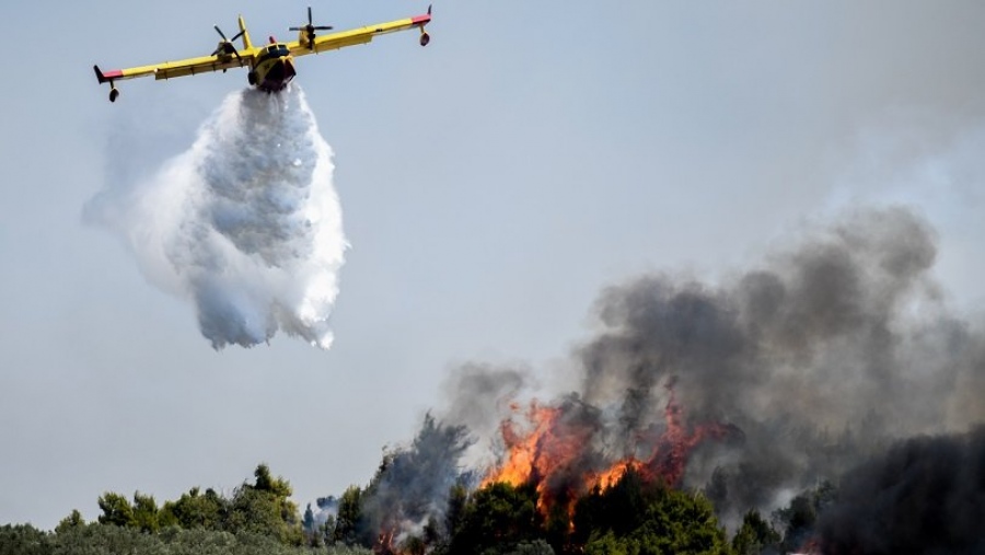 Πυρκαγιά στην Ιεράπετρα: Εναέρια και επίγεια μέσα στη μάχη κατάσβεσης