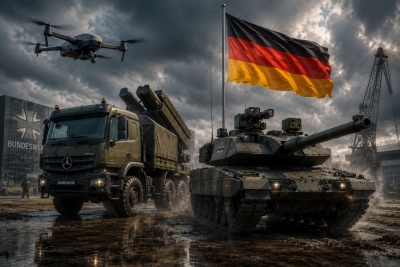 Unprecedented turn for Germans: From convertibles to war - Mercedes builds drone carrier, Volkswagen an assault vehicle