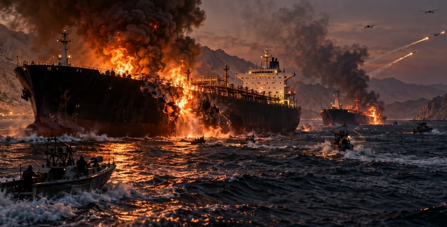 Iran hits 93 ships in Hormuz as oil passes 105 dollars, imperiling Trump