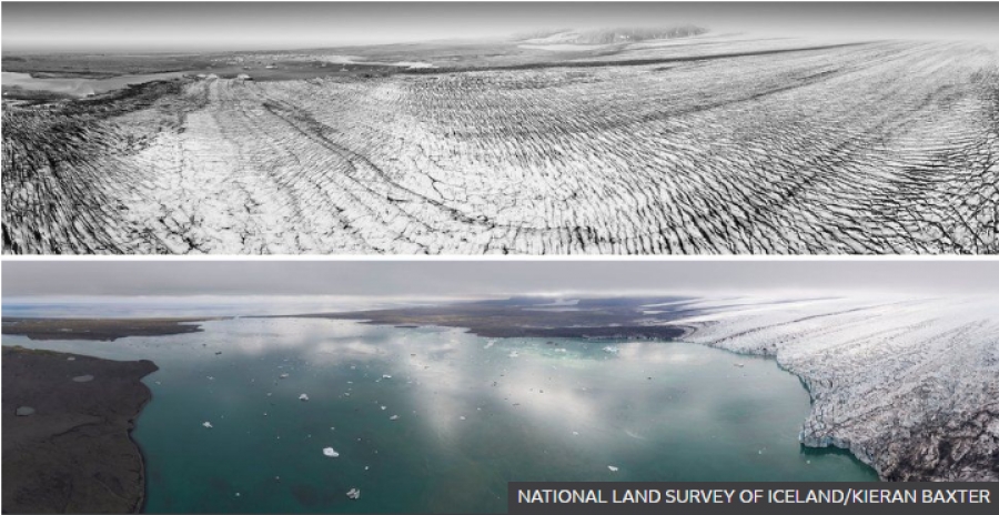 Εικόνες πριν και μετά: Οι παγετώνες στην Ισλανδία εξαφανίζονται με την πάροδο του χρόνου
