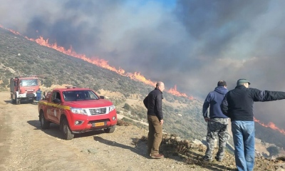 Φωτιά στην Άνδρο: «Το μέτωπο βρίσκεται 1 χλμ από το χωριό Στενιές» λέει ο δήμαρχος