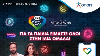 Η «Ομάδα Προσφοράς ΟΠΑΠ» πραγματοποιεί τις ευχές τεσσάρων παιδιών του Make-A-Wish μαζί με την Καίτη Γαρμπή και τον Κωστή Μαραβέγια