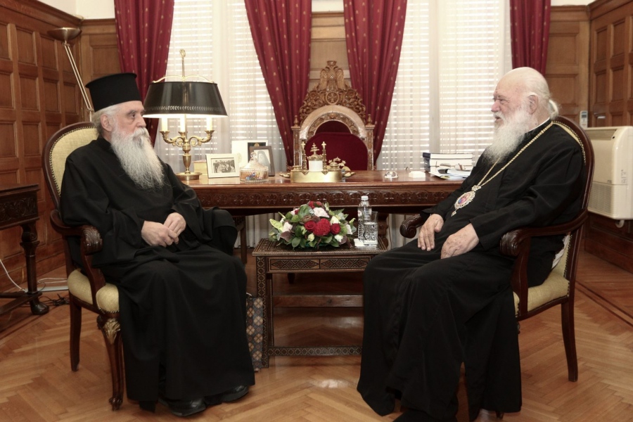 Συνάντηση Ιερώνυμου με τον νέο αρχιεπίσκοπο Μονής Σινά, Συμεών