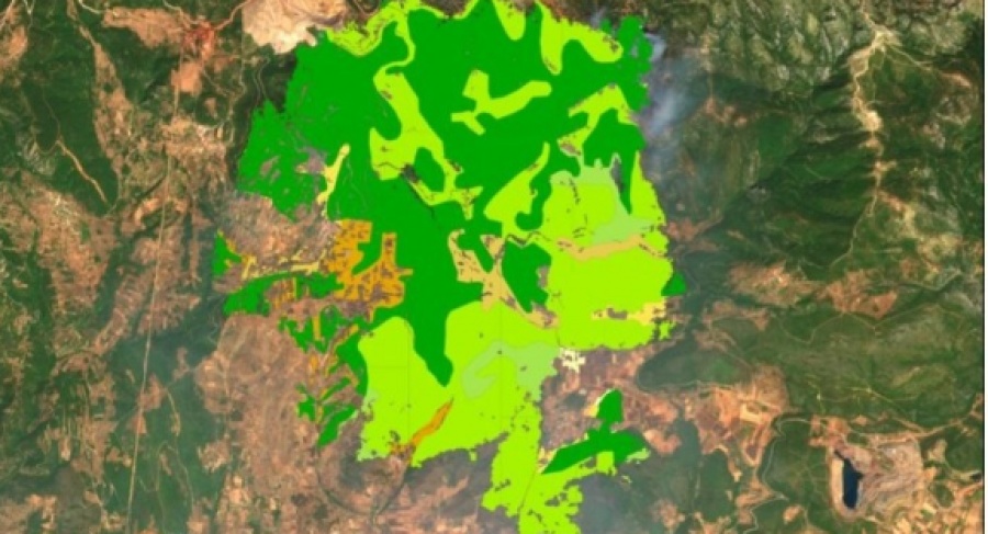 Δορυφορική χαρτογράφηση της γης που κάηκε στην μεγάλη πυρκαγιά της Εύβοιας
