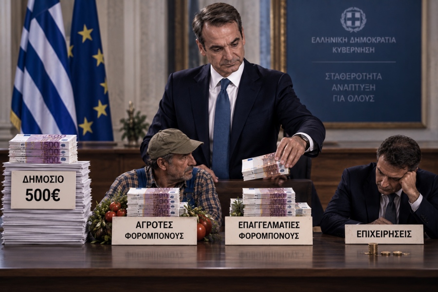 «Χρύσωσε» τους εκλεκτούς του ο Μητσοτάκης – Έδωσε 500 ευρώ στο Δημόσιο, φορομπόνους σε αγρότες και επαγγελματίες, «ψίχουλα» στις επιχειρήσεις