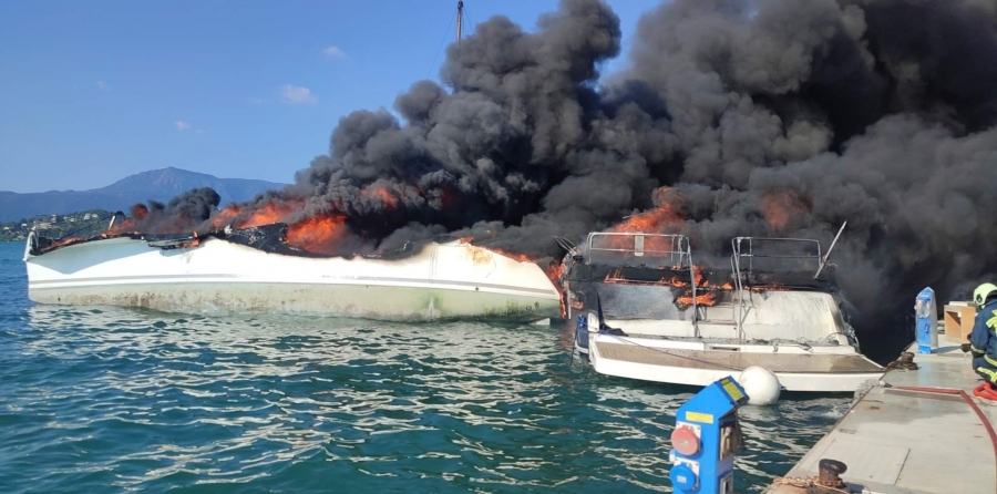 Σκάφη τυλίχθηκαν στις φλόγες σε μαρίνα της Κέρκυρας - Μεγάλη κινητοποίηση της Πυροσβεστικής
