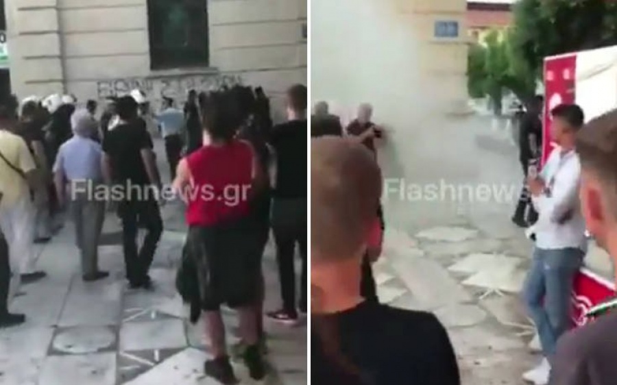 Ένταση και συμπλοκές στη συγκέντρωση για τη Μακεδονία στα Χανιά - Δύο αστυνομικοί τραυματίες