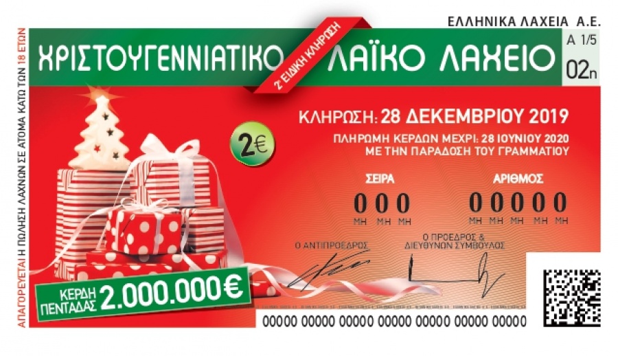 Χριστούγεννα με το Λαϊκό Λαχείο για τα 2 εκατ. ευρώ