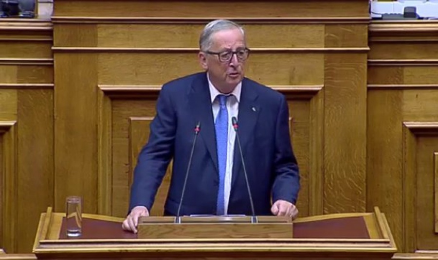 Juncker στη Βουλή: Επείγει η λύση για την ΠΓΔΜ - Η Τουρκία να απελευθερώσει τους Έλληνες στρατιωτικούς