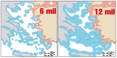 Εάν η Ελλάδα επεκτείνει τα χωρικά ύδατα στο Αιγαίο στα 12 ναυτικά μίλια θα ελέγχει το 90% της ΑΟΖ – Νομικά μπορεί, τι υποστηρίζουν οι Τούρκοι;