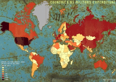 Σε επίπεδα Α' Παγκοσμίου Πολέμου οι στρατιωτικές δαπάνες στον κόσμο - Στη 40αδα η Ελλάδα, μείωση στην Τουρκία