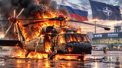 «Black Hawk Down» - Η Ρωσική Ταξιαρχία Varyag έκανε στάχτη το εμβληματικό ελικόπτερο του ΝΑΤΟ στο Zhulyany (vid)