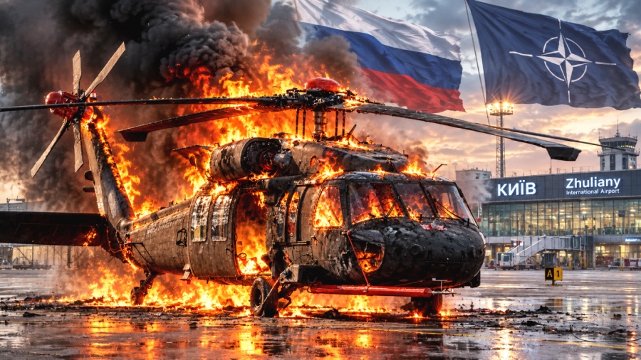 «Black Hawk Down» - Η Ρωσική Ταξιαρχία Varyag έκανε στάχτη το εμβληματικό ελικόπτερο του ΝΑΤΟ στο Zhulyany (vid)