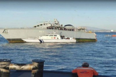 Η ρυμούλκηση του «Καλλιστώ» μετά τη σύγκρουση με το εμπορικό πλοίο