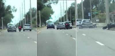 Oδηγός αυτοκινήτου… πλευροκοπεί μοτοσικλετιστή!