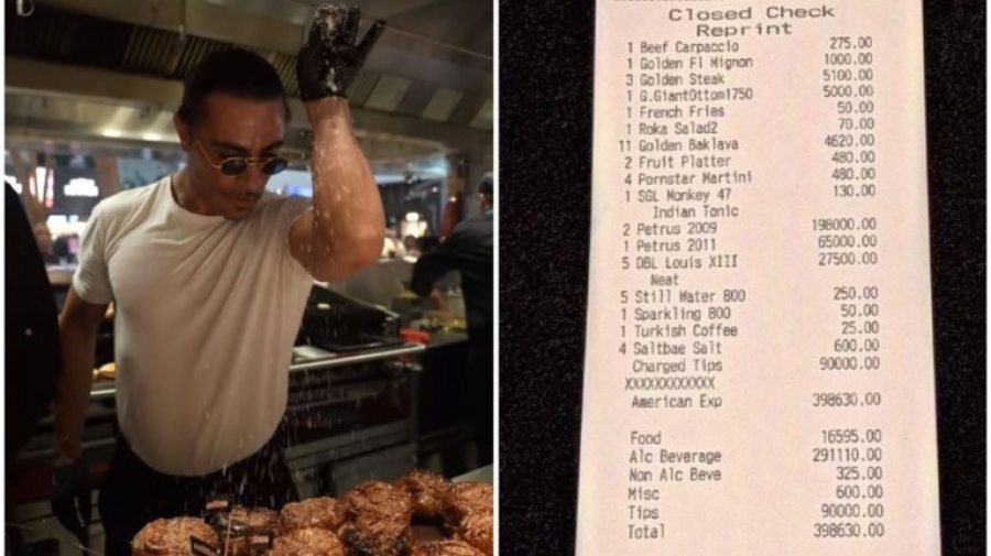 Προκαλεί ο Τούρκος σεφ Salt Bae - Ανέβασε λογαριασμό 108.000 δολαρίων από εστιατόριό του με... χρυσές μπριζόλες