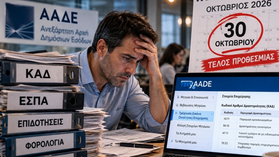 Προσοχή, σημαντικό: Εκπνέει η προθεσμία για διορθώσεις ΚΑΔ - Ποιοι κινδυνεύουν με πρόστιμα και μπλόκο σε ΕΣΠΑ και επιδοτήσεις