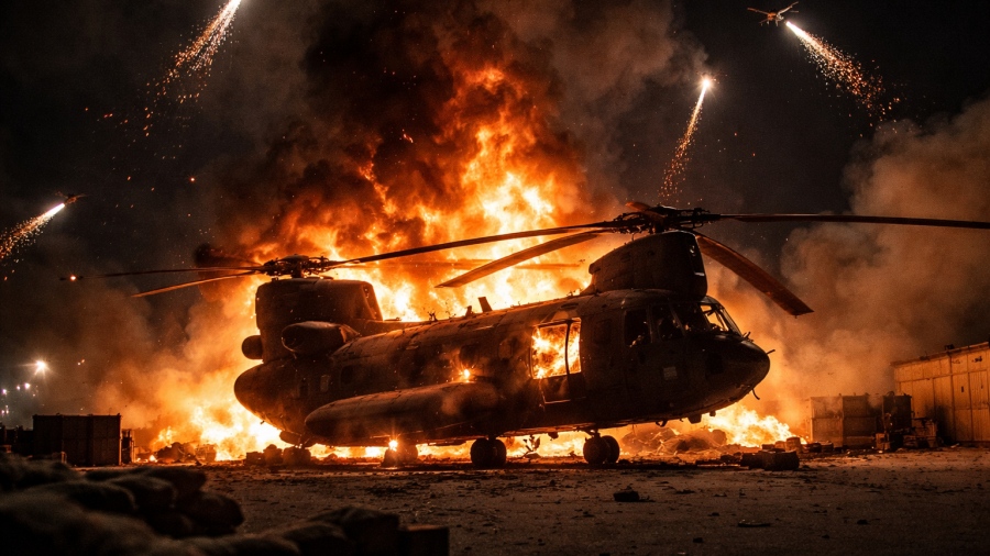 Αμόκ στο Κουβέιτ: Οι Ιρανοί πυρπόλησαν αμερικανικά ελικόπτερα Chinook και Super Stallion με drones - Ντοκουμέντα σοκ (photos)