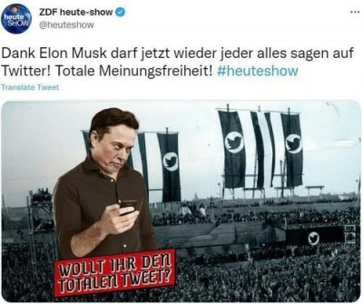 Απίστευτο – Η γερμανική δημόσια τηλεόραση συγκρίνει τον Elon Musk με τον… Goebbels